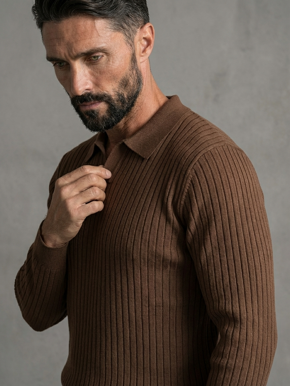 Structured Rib Knit Polo