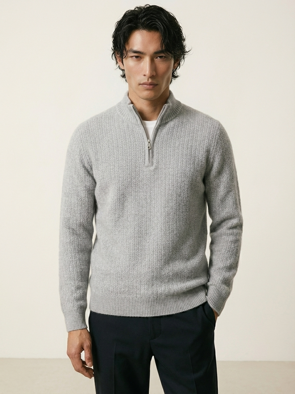 Textured Merino Half-Zip