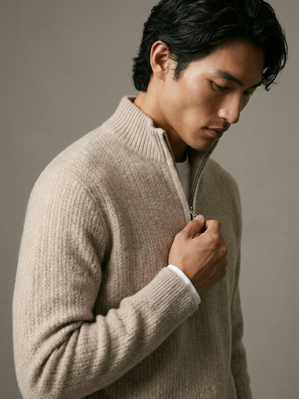 Textured Merino Half-Zip
