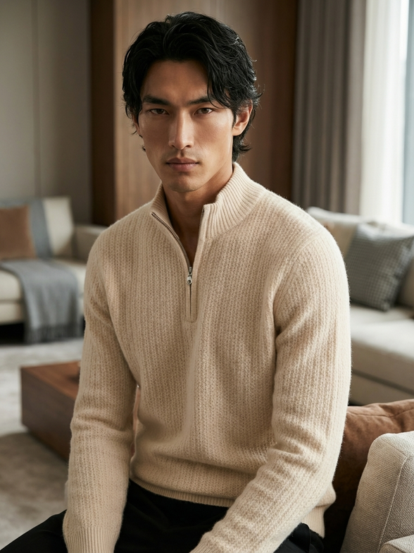 Textured Merino Half-Zip