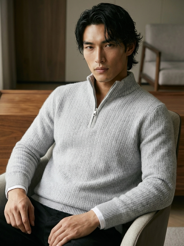 Textured Merino Half-Zip