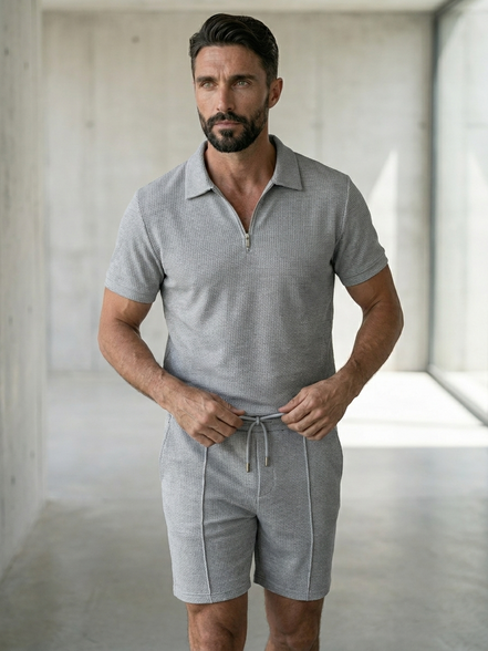 Textured Summer Polo Set