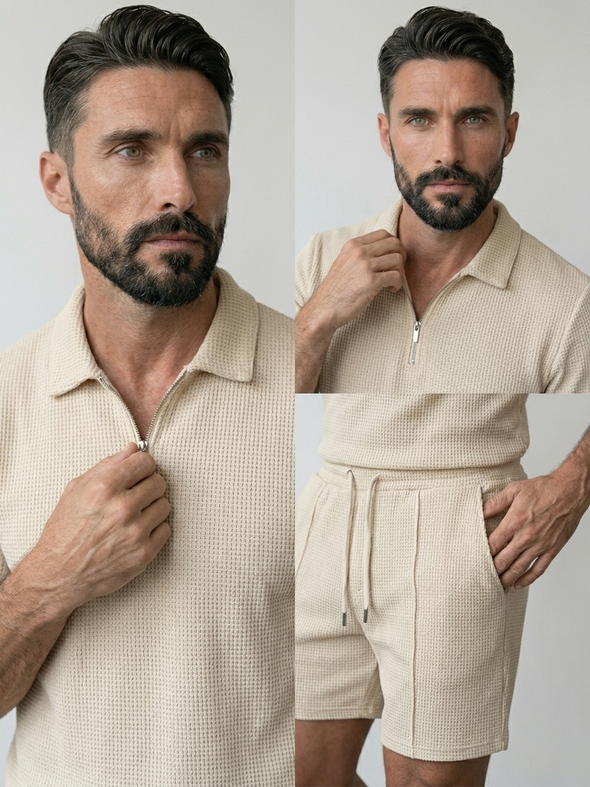 Textured Summer Polo Set