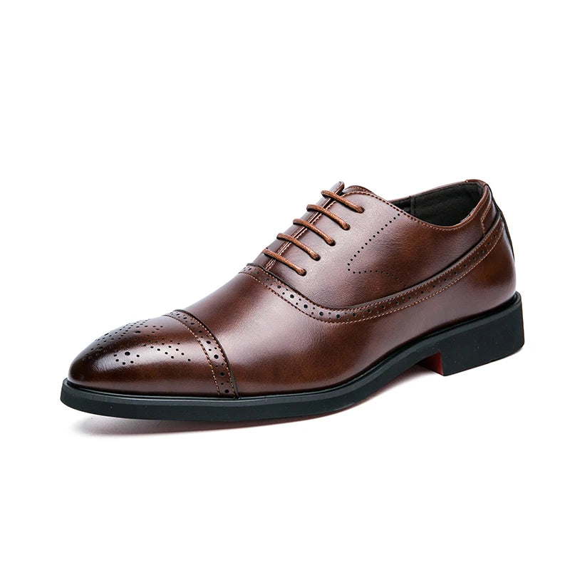 2025 British Style Business Fashionable and Casual Pointed Toe Men's Leather Shoes