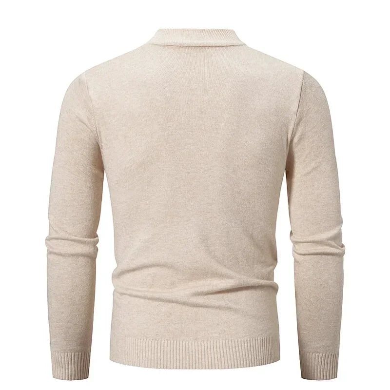 Autumn Men's Half Turtleneck Sweater Solid Color Basic Style Casual Fashion Knitwear Slim Fit High Elastic Male Warm Pullovers