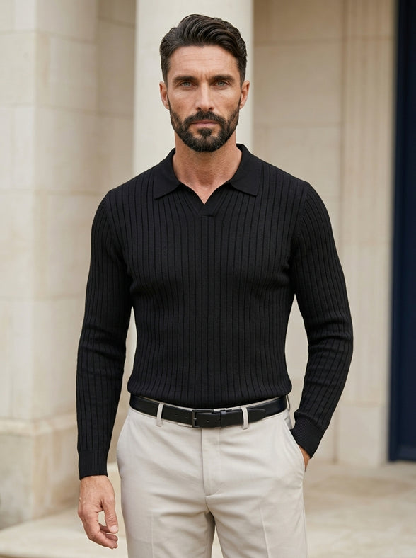 Structured Rib Knit Polo